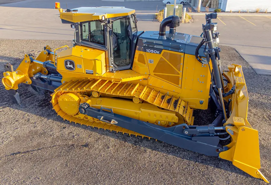 A crawler dozer staged for finish grading.