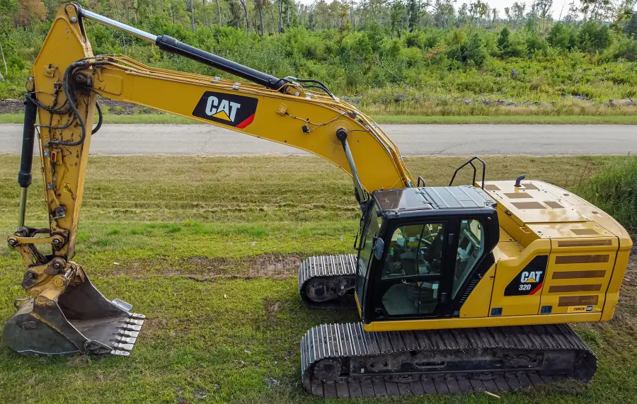 A modern excavator ready for trenching.