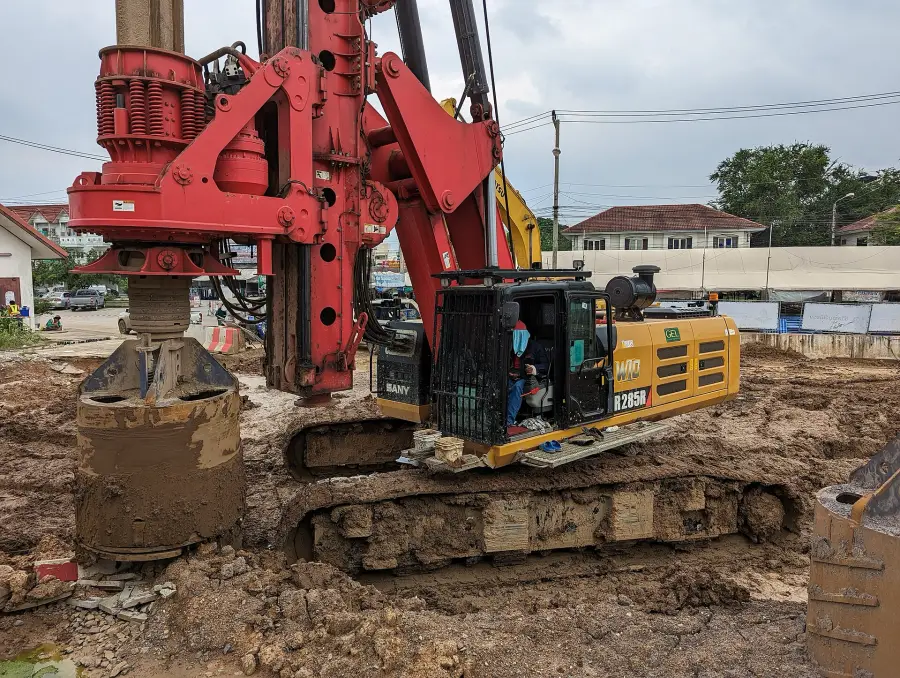A drilling rig installing deep foundations.